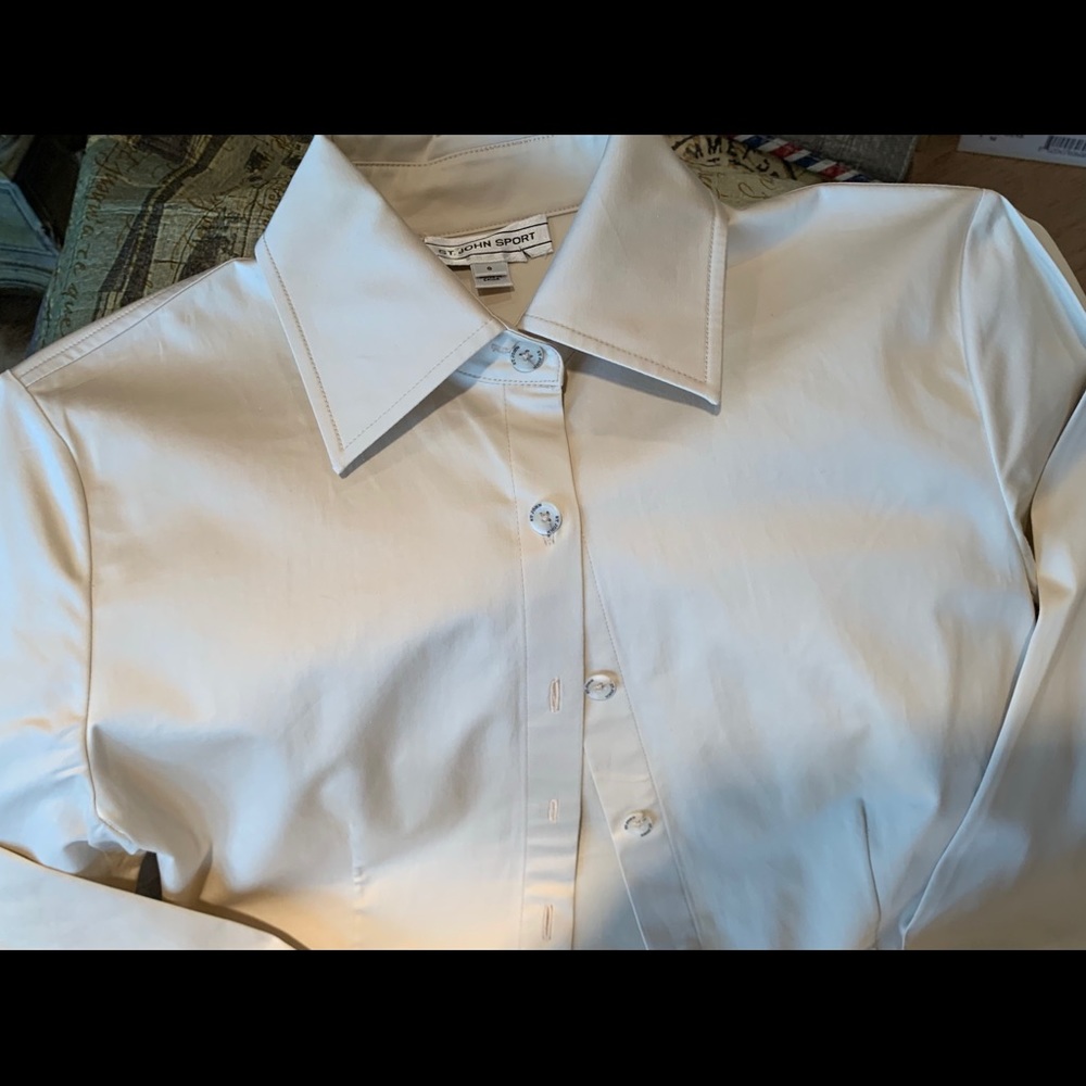 St John Sport long sleeve beige blouse